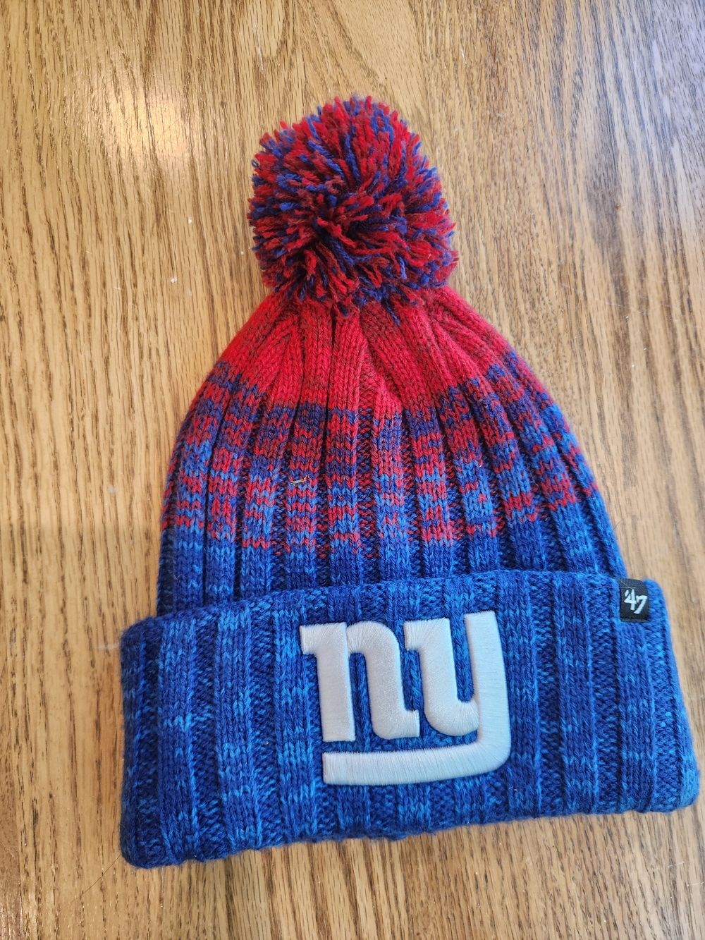 47 Kids Red and Blue Pom Pom Knit Beanie with Team Logo